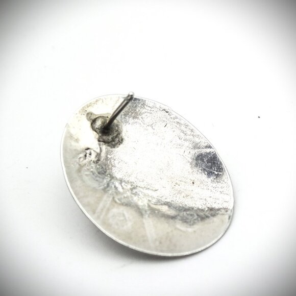 VINTAGE Etched Sterling Silver & Genuine Malachite Necklace & Earrings Set - Picture 9 of 9